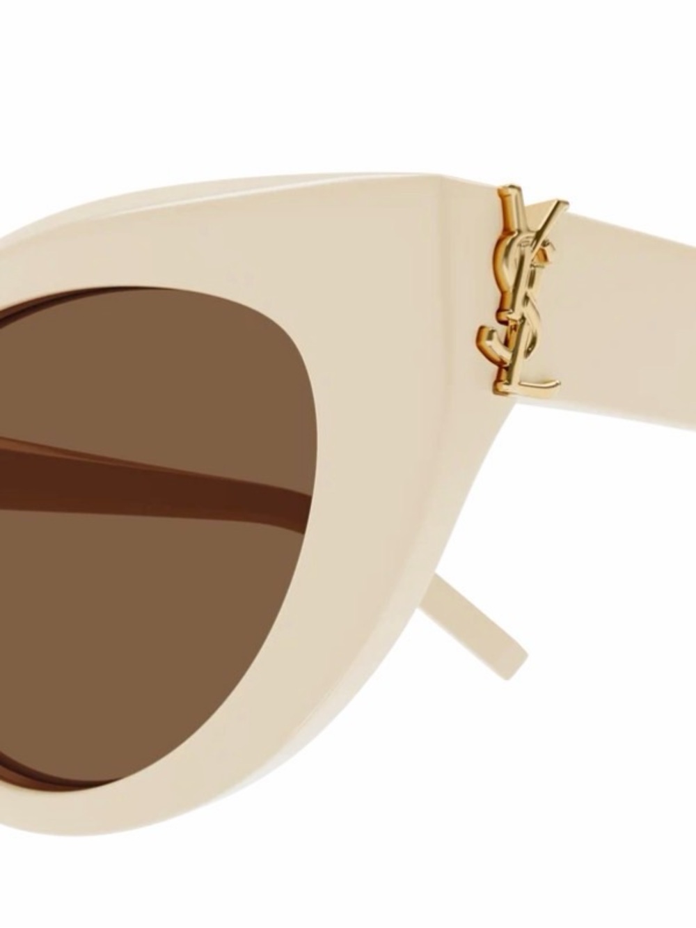 Saint Laurent Cream Cat-Eye Sunglasses with Gold YSL Logo authentic